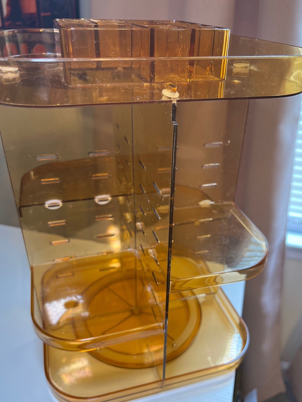 Improvements Acrylic Amber-Colored Rotating Cosmetic Organizer